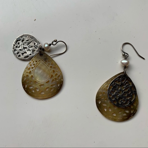 Silpada Carved Mother of Pearl Earrings - Picture 3 of 3
